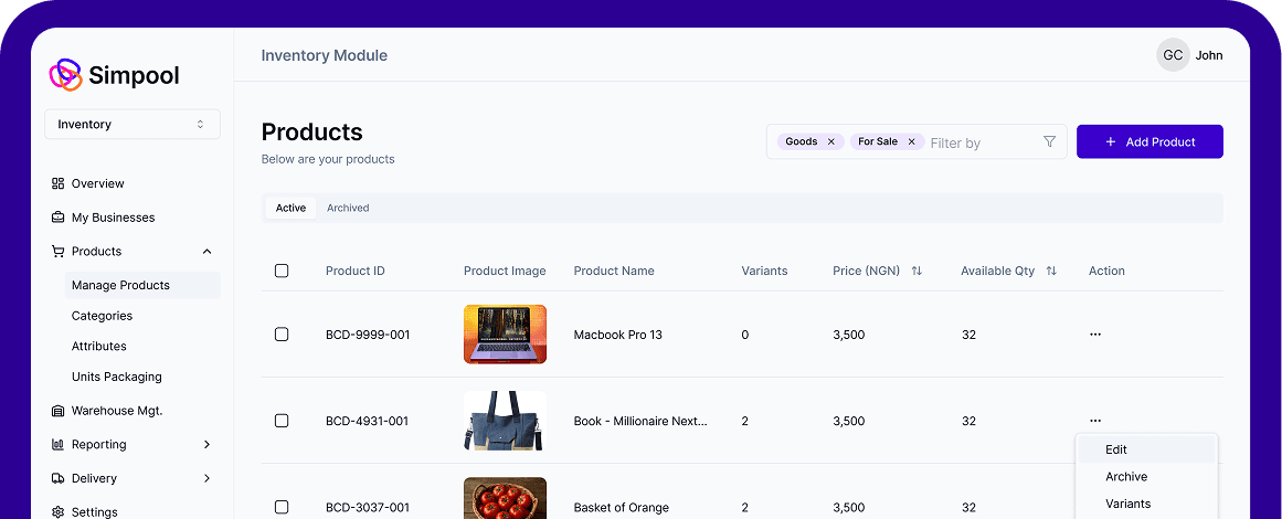 Simpool Dashboard
